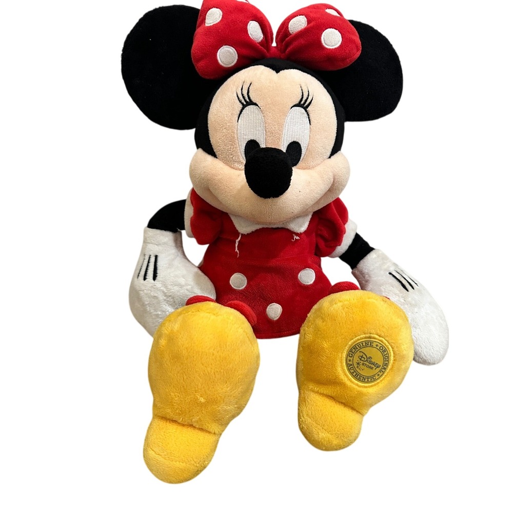 Disney Minnie Mouse Plush Red Polka Dot Dress Ears Bow Toy Stuffed Animal - Picture 2 of 6